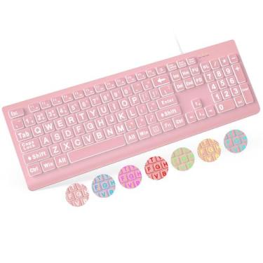 Imagem de Teclado SABLUTE, impressão grande, retroiluminado, com fio, PC, laptop