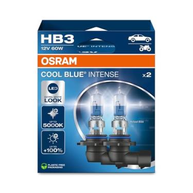 Imagem de OSRAM COOL BLUE INTENSE HB3, +100% mais brilho, até 5.000K, lâmpada de farol de halogêneo, aparência de LED, caixa dobrável suspensa (2 lâmpadas)
