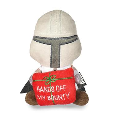 Imagem de STAR WARS Brinquedo para cães The Mandalorian Holiday Dog Toy | Hands Off My Bounty Mandalorian Squeaky Dog Toy Mastigar | Brinquedo de pelúcia para cães | Brinquedo de cachorro pequeno, 15 cm