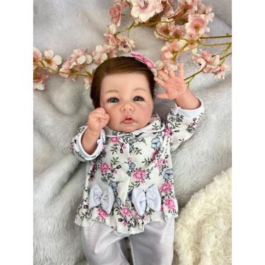 Imagem de Boneca Bebe Reborn Cabelo Fio A Fio Toma Banho E Faz Xixi