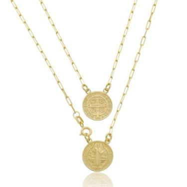 Imagem de Escapulário São Bento Em Pé Dupla Face Maciço Ouro 18 Kl - Juniorjoias