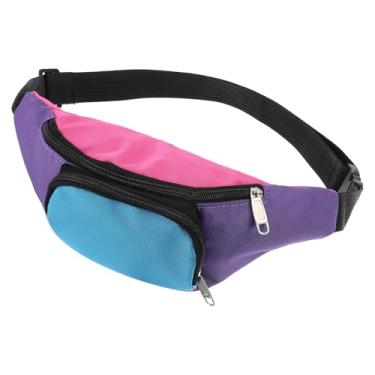 Imagem de Pochete neon rave dos anos 80 com 2 bolsos, bolsa de cinto retrô para mulheres e homens, acessórios coloridos dos anos 80, bolsa de cinto plus size para corrida, viagem, festa, festival, festa