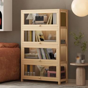 Imagem de Prateleira De Exposição Para Collectibles, Vitrina De Bambu Transparente, Armários De Armazenamento E Estante Para A Sala De Jogos, Fácil De Limpar, Capacidade De, One Color, Three floors