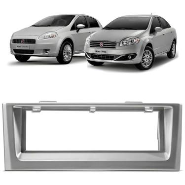 Imagem de Moldura Painel 1 Din Som Rádio Punto 2008 à 2012 Prata