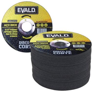 Imagem de Disco de Corte 4.1/2 POL 115 MM Aço Inox Kit 50 Unidades EVALD - 00054