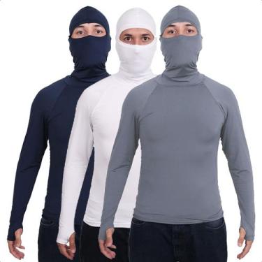 Imagem de Kit 3 Camisa Segunda Pele Proteção Uv Térmica Touca Ninja - USUP, G, A