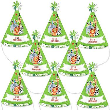 Imagem de Big Dot of Happiness Animais de Festa na Selva - Mini Cone Safari Zoo Animais de Festa de Aniversário ou Chá de Bebê - Chapéus Pequenos de Festa - Conjunto de 8