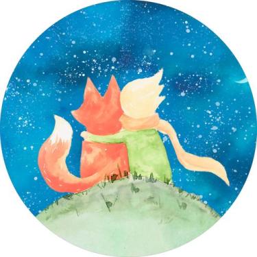 Imagem de Painel de Tecido Sublimado Redondo Pequeno Príncipe e Raposa Céu Notur