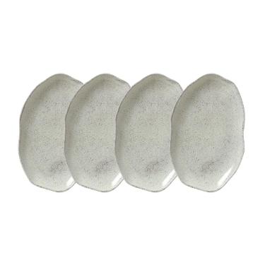 Imagem de Conjunto de Travessas Oval Rasa Média Porto Brasil Bio Pistache 30x20cm - 4 Peças	