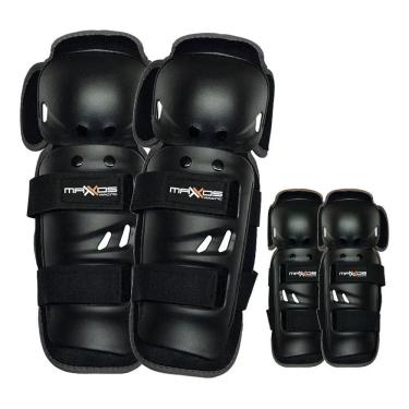 Imagem de 2X Kit Joelheira Cotoveleira Mx Preta Mattos Racing Trilha M