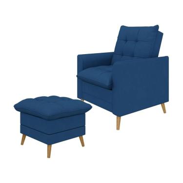 Imagem de Poltrona Decorativa York c/ Puff em Veludo e Fibras de Silicone Just Time