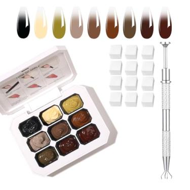 Imagem de SMSMYXF Conjunto de esmalte de unhas de gel Ombre da Finger Secret, 9 cores, kit de gel de pintura gradiente UV com guia de aplicação (OMBRE-2, 1 conjunto)