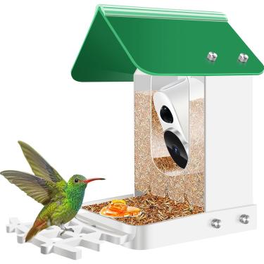 Imagem de Runofast Alimentador de pássaros compatível com Blink, Wyze e outras câmeras inteligentes para assistir com sua câmera de segurança - presente para amantes de pássaros (câmera não incluída)