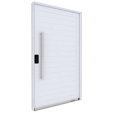 Imagem de Porta de Alumínio Pivotante com Puxador de 1m Fechadura Digital 225cm X 130cm Lucasa Eccellente Branco