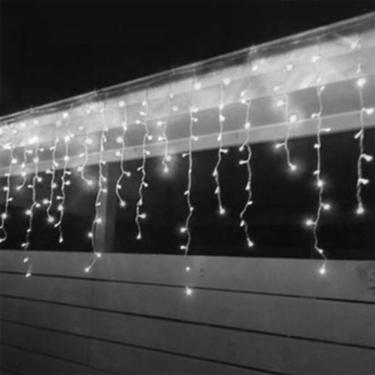 Imagem de 7 Metros Cascata Com 300 Lampadas Led Pisca Natal De Tomada Branco