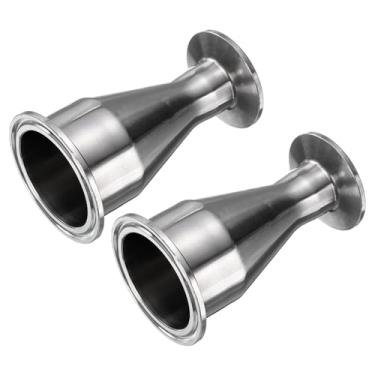 Imagem de PATIKIL Encaixe redutor de encaixe sanitário, 2 peças de aço inoxidável 304 tubo de 5.1 cm OD x 2.5 cm OD 5.1 cm Tri Sanitary Clam 64 mm x 3.8 cm Flange de virola de 50,5 mm, prata
