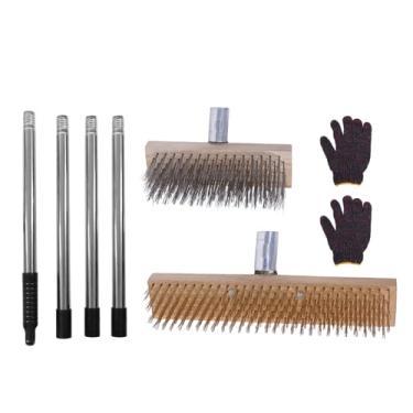 Imagem de AUNMAS Escova de Esfoliação de Deck de Aço Inoxidável para Serviço Pesado Com Alça Ajustável de 160 Cm para Limpar Pisos de Concreto Pisos de Madeira Pátios Paredes do Porão