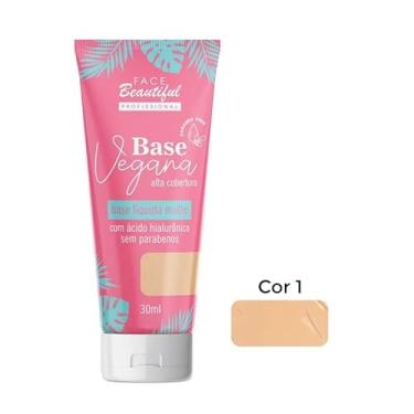 Imagem de Base Líquida Matte Vegana Alta Cobertura Face Beautiful 30ml (Cor 01)