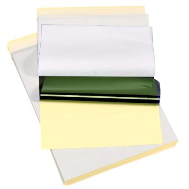 Imagem de 100 folhas de papel de tatuagem, papel de estêncil de tatuagem, papel de transferência de tatuagem, papel de transferência de tatuagem faça você mesmo, papel de estêncil térmico, papel de rastreamento