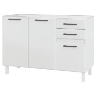 Imagem de Balcão sem Tampo 2 Portas 3 Gavetas Liz Telasul em Aço, Branco