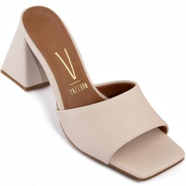 Imagem de Sandália Vizzano Tamanco Salto Alto Quadrado Original 6464, Off white,