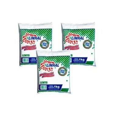 Imagem de Kit 3 Gesso Lento Estuque Artesanato Linhal 1kg Cada