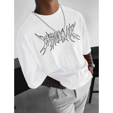 Imagem de Camiseta Masculina Larga Oversized Gola Redonda Academia - crushed, Br