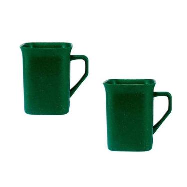 Imagem de Kit 2 Canecas Quadrada Fibra Madeira Verde 250Ml