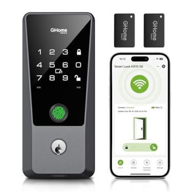 Imagem de GHome Smart Fechadura de porta com impressão digital – Fechaduras de porta de entrada sem chave 7 em 1 com trava automática, controle remoto, Wi-Fi integrado, fechadura de teclado, fácil de instalar