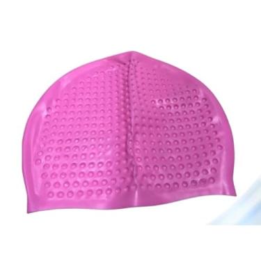 Imagem de Touca De Natação De Silicone Para Adultos, Com bolinhas, À Prova D'água E Antiderrapante (Rosa)