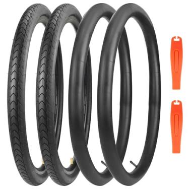 Imagem de MAKELEN Pacote com 2 pneus de bicicleta e tubo para bicicleta Moutain Bike City Bike 27,5 x 1,75/29 x 1,75 ótimo para estrada pavimentada para bicicleta Cruiser (preto (2 pneus e 2 tubos), 29 x 1,75