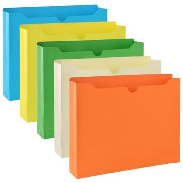 Imagem de zmybcpack Pacote com 25 jaquetas de arquivo de 5 cm, pastas de arquivo expansíveis de 230 g/m², pastas de arquivo expansíveis tamanho carta para casa, escritório, sala de aula (cores sortidas, aba de