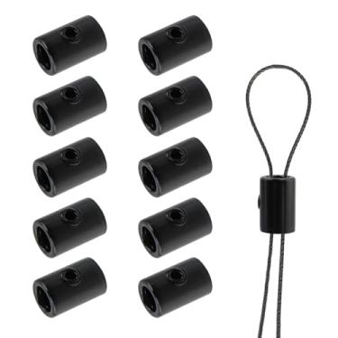 Imagem de Wealrit Conjunto de clipes de corda de fio com furo de 5 mm, 10 peças de grampo de corda de aço inoxidável com furos únicos com chave hexagonal para encaixe de cabo, preto