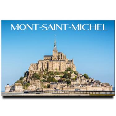 Imagem de Ímã de geladeira Mont Saint Michel ímã de armário França lembrança de viagem Saint Michael's Mount Normandy