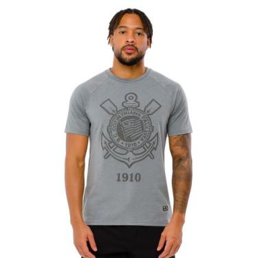 Imagem de Camiseta Corinthians 1910 Raglan Masculina - FMF, Cinza, P