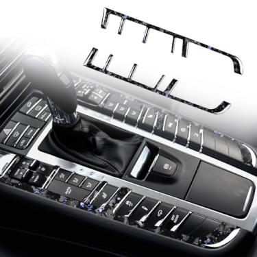 Imagem de FINMOKAL 2 peças de fibra de carbono console central interruptor de mudança de marchas capa painel moldura compatível com Porsche Macan 2014-2021