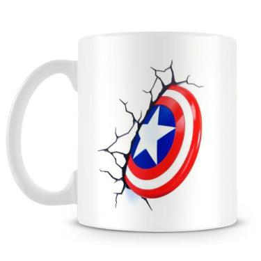 Imagem de Caneca Escudo Capitão América 3D - Porcelana Personalizada - Amo Canec