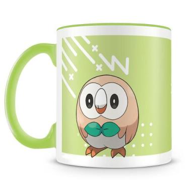 Imagem de Caneca Pokémon Rowlet - Porcelana Personalizada com Alça Verde - 325ml