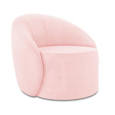 Imagem de Poltrona Decorativa Orgânica Giratória Lua Suede Rosa Bebê D03 - D'Rossi