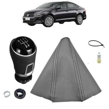 Imagem de Manopla De Substituição E Coifa Forro Courvin Marcha Câmbio Manual Compatível Com Vitus 2018 Á 2026 (PRETO - COSTURA PRETA)