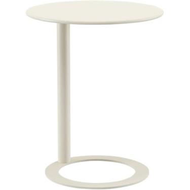 Imagem de Mesa Lateral Livig Room, Mesa Lateral Em Forma De C, Mesa De Cabeceira, Mesa Lateral De Sofá, Mesa De Café Roud, Com Mesa De Sofá De Estrutura De Metal, Escri, Cream Matte, 48 * 74cm