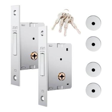 Imagem de Fechadura Auxiliar Stam 1001 Par Tetra Inox Trava Dupla