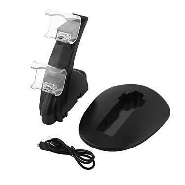 Imagem de Suporte de carregamento duplo USB para estação de base de carregamento rápido com indicador LED para 4 controles Slim Pro, preto, 1 peça