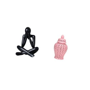 Imagem de Fenteer Escultura de Figura Abstrata Moderna E Jarra de Gengibre de Cerâmica, Vaso Decorativo de Porcelana para Sala de Estar, Estante, Decoração de Casa E Ar