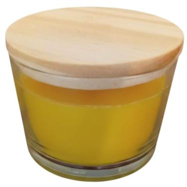 Imagem de Vela Citronela em Pote de Vidro Tampa de Madeira Repelente Natural 36 Horas de Queima Cera Vegetal