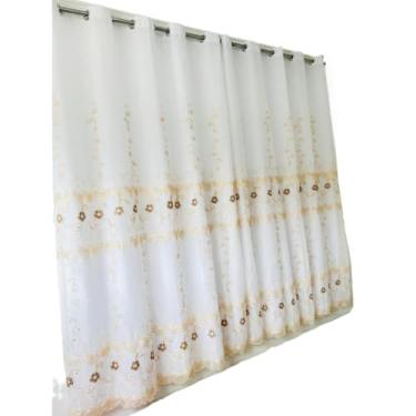 Imagem de Cortina voal Bordada para sala ou Quarto 4,00 LARGURA 2,60 altura(Dourada 5)