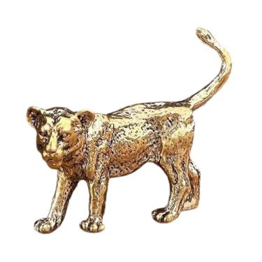 Imagem de Generic Enfeite de mesa em forma de leãozinho de latão, retrô, pequeno, estátua decorativa, escultura animal para centro de mesa de estante