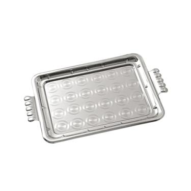 Imagem de Bandeja Moderna Grande para Servir Café da Manhã Mesa Posta Decoração em Aço Inox