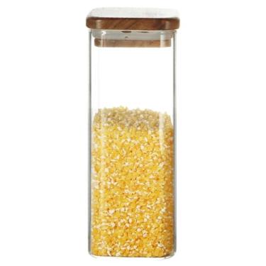 Imagem de Pote De Vidro Borossilicato Life Container 470ml Com Tampa De Bambu Hermética Para Armazenamento De Alimentos Secos, Transparente, Ideal Para Organização De Cozinha E Despensa