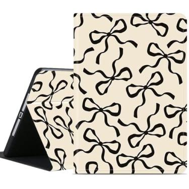 Imagem de Compatível com Apple iPad 9ª 8ª e 7ª geração, capa de 10,2 polegadas com suporte de lápis, capa protetora para tablet ajustável, antiderrapante, laço preto estético